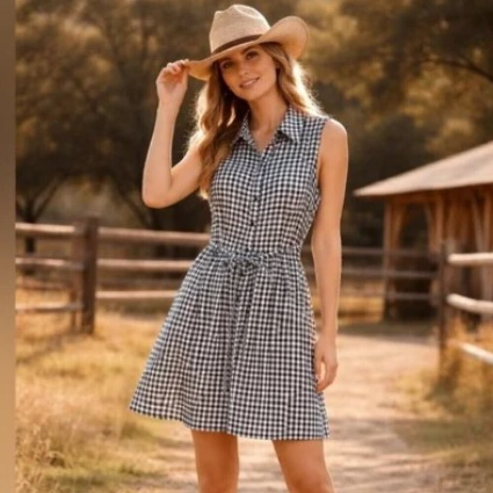 Suzy Shier Black and White Gingham Midi Dress gingham dress